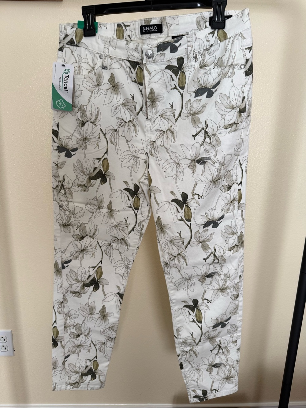 Buffalo David Bitton White Floral Skinny Jeans